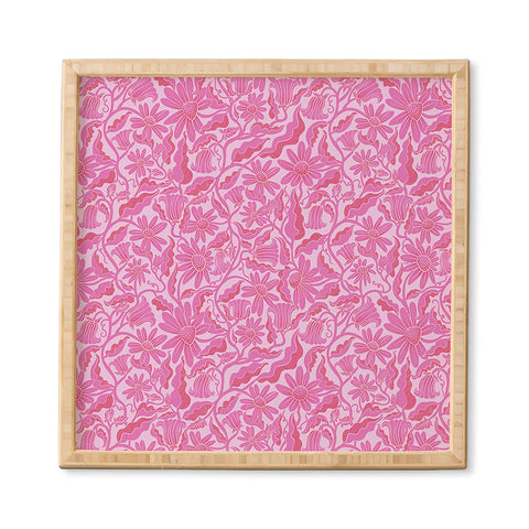 Sewzinski Monochrome Florals Pink Framed Wall Art