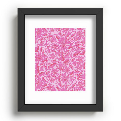 Sewzinski Monochrome Florals Pink Recessed Framing Rectangle