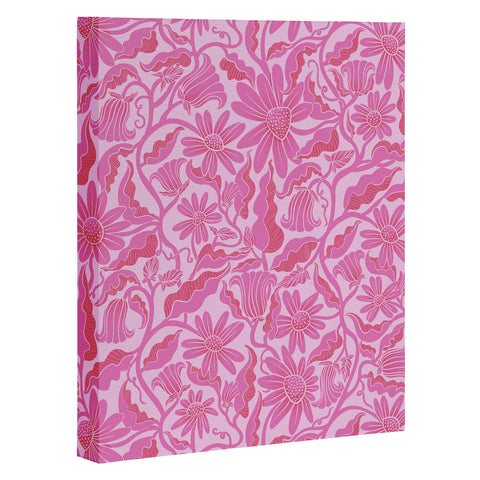 Sewzinski Monochrome Florals Pink Art Canvas