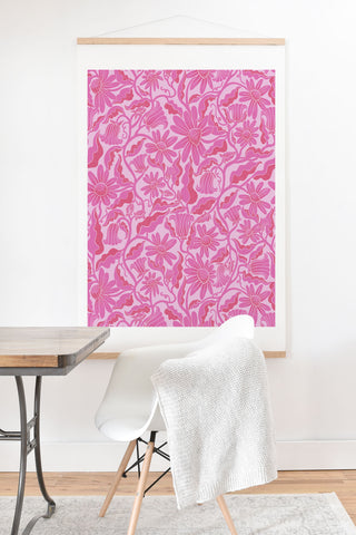 Sewzinski Monochrome Florals Pink Art Print And Hanger