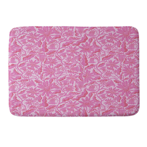 Sewzinski Monochrome Florals Pink Memory Foam Bath Mat