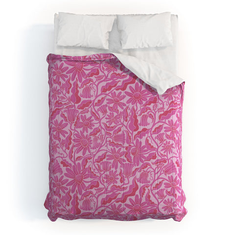 Sewzinski Monochrome Florals Pink Comforter