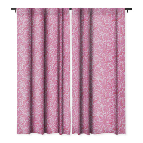 Sewzinski Monochrome Florals Pink Blackout Window Curtain