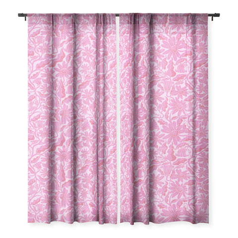 Sewzinski Monochrome Florals Pink Sheer Non Repeat