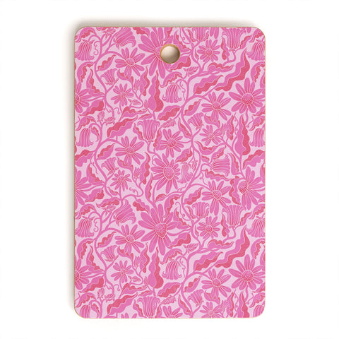 Sewzinski Monochrome Florals Pink Cutting Board Rectangle