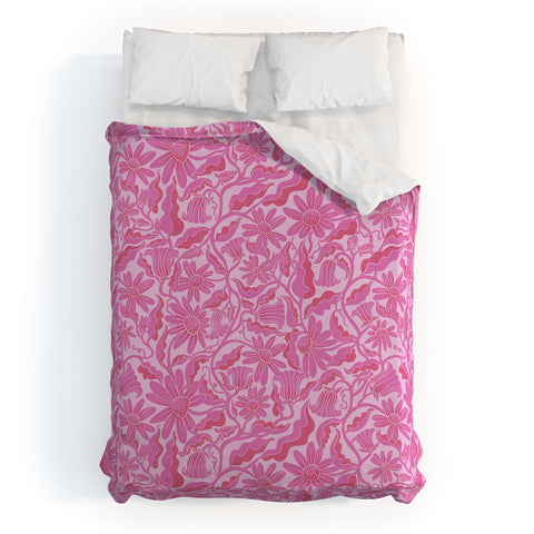 Sewzinski Monochrome Florals Pink Duvet Cover