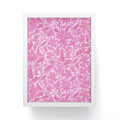 Sewzinski Monochrome Florals Pink Framed Mini Art Print