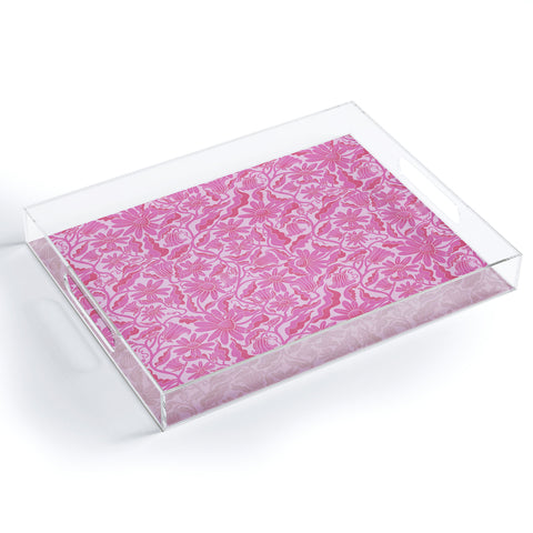 Sewzinski Monochrome Florals Pink Acrylic Tray