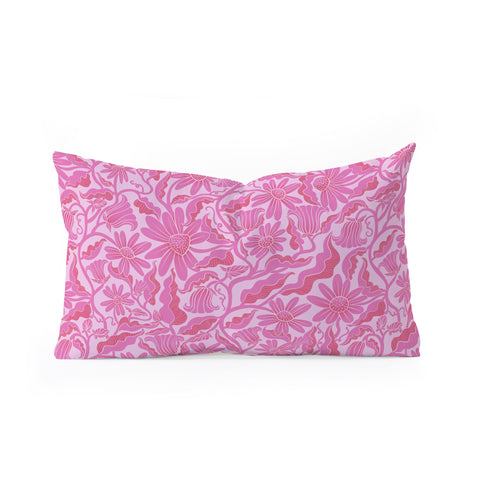 Sewzinski Monochrome Florals Pink Oblong Throw Pillow