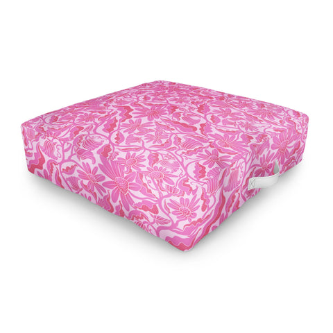 Sewzinski Monochrome Florals Pink Outdoor Floor Cushion