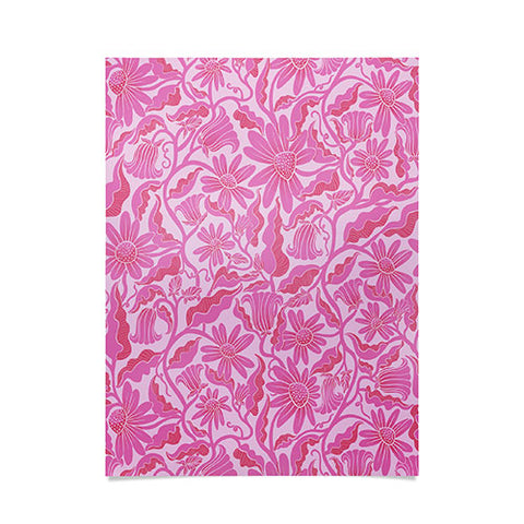 Sewzinski Monochrome Florals Pink Poster