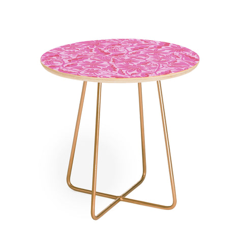 Sewzinski Monochrome Florals Pink Round Side Table