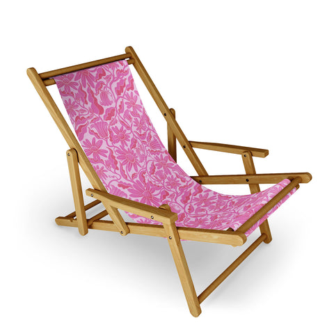 Sewzinski Monochrome Florals Pink Sling Chair