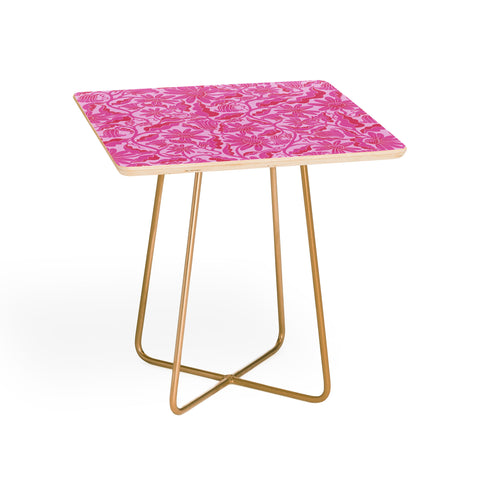 Sewzinski Monochrome Florals Pink Side Table
