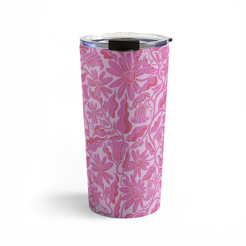 Sewzinski Monochrome Florals Pink Travel Mug