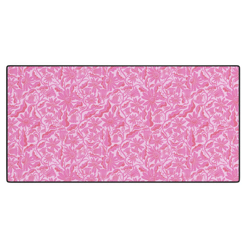 Sewzinski Monochrome Florals Pink Desk Mat