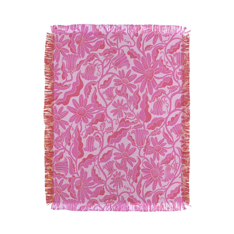 Sewzinski Monochrome Florals Pink Throw Blanket
