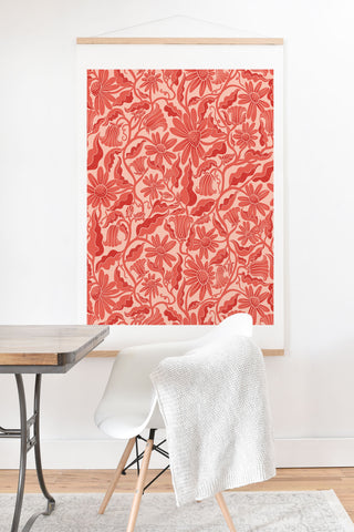 Sewzinski Monochrome Florals Red Art Print And Hanger