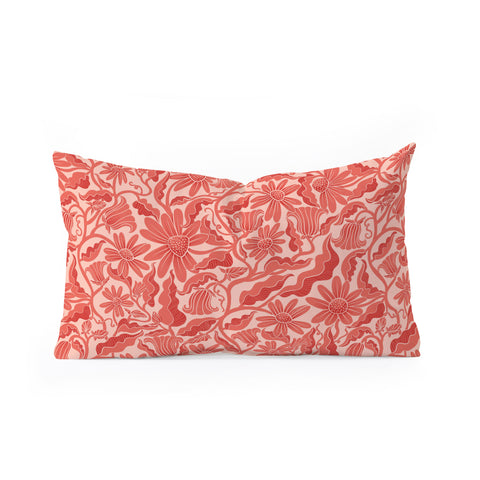 Sewzinski Monochrome Florals Red Oblong Throw Pillow