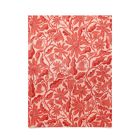 Sewzinski Monochrome Florals Red Poster