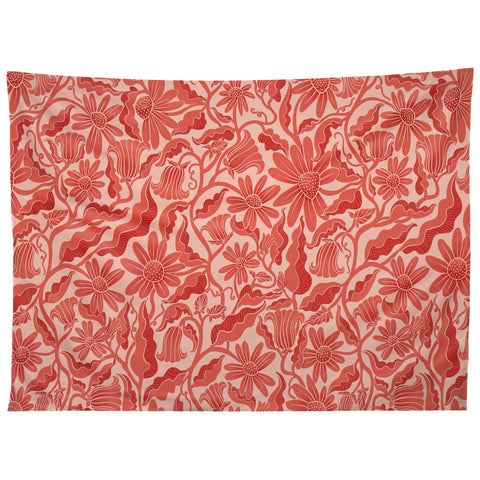 Sewzinski Monochrome Florals Red Tapestry