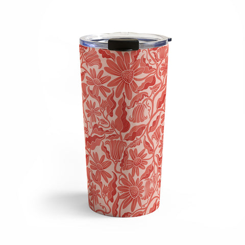 Sewzinski Monochrome Florals Red Travel Mug