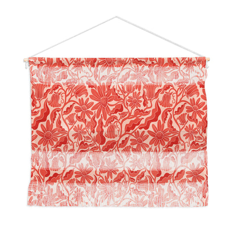 Sewzinski Monochrome Florals Red Wall Hanging Landscape