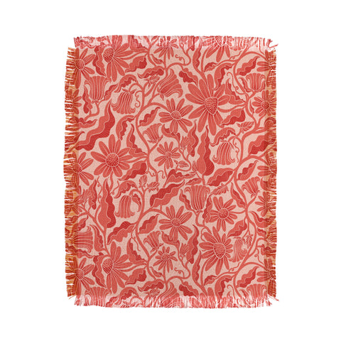 Sewzinski Monochrome Florals Red Throw Blanket