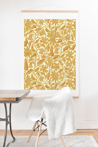 Sewzinski Monochrome Florals Yellow Art Print And Hanger