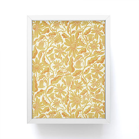 Sewzinski Monochrome Florals Yellow Framed Mini Art Print