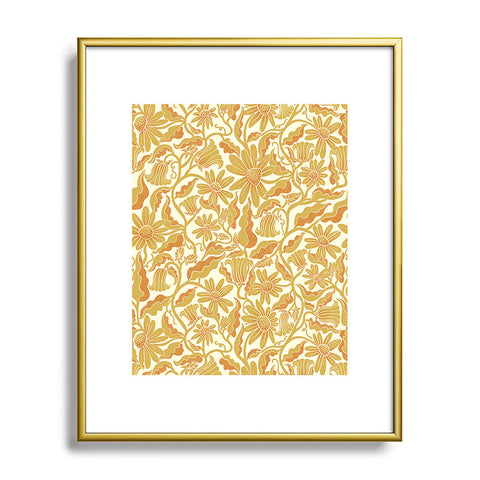 Sewzinski Monochrome Florals Yellow Metal Framed Art Print