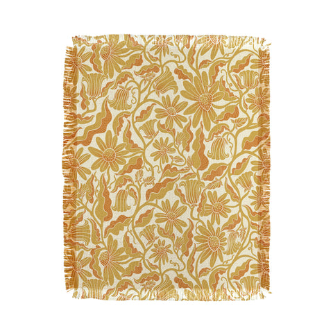 Sewzinski Monochrome Florals Yellow Throw Blanket