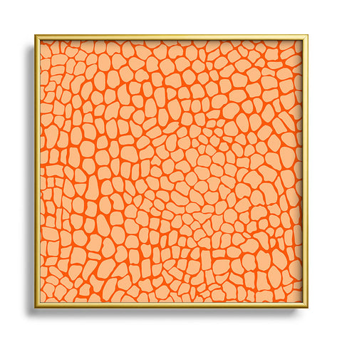 Sewzinski Orange Lizard Print Square Metal Framed Art Print