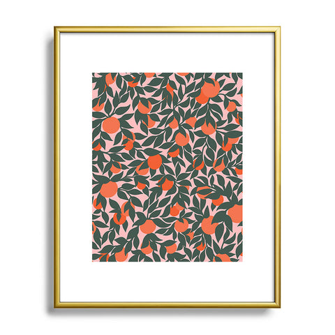 Sewzinski Oranges and Leaves Metal Framed Art Print