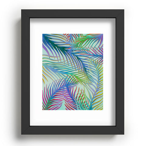 Sewzinski Palm Leaves Blue and Green Recessed Framing Rectangle