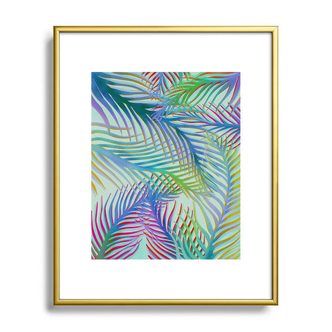 Sewzinski Palm Leaves Blue and Green Metal Framed Art Print