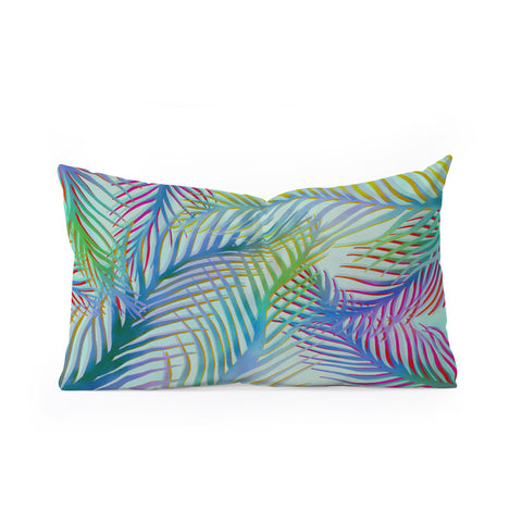 Sewzinski Palm Leaves Blue and Green Oblong Throw Pillow