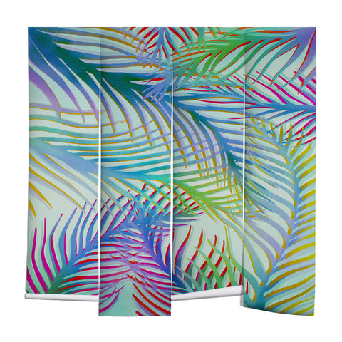 Sewzinski Palm Leaves Blue and Green Wall Mural