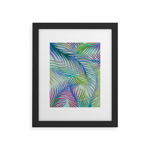 Sewzinski Palm Leaves Blue and Green Framed Art Print