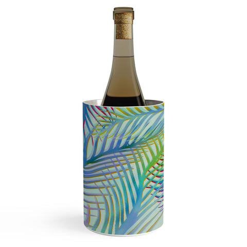 Sewzinski Palm Leaves Blue and Green Wine Chiller
