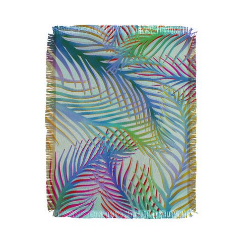 Sewzinski Palm Leaves Blue and Green Throw Blanket