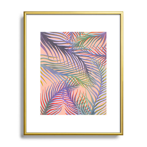 Sewzinski Palm Leaves Purple and Peach Metal Framed Art Print