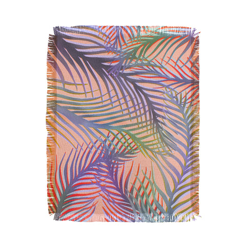 Sewzinski Palm Leaves Purple and Peach Throw Blanket