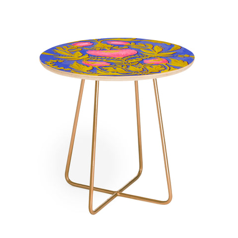 Sewzinski Pink and Green Florals Round Side Table