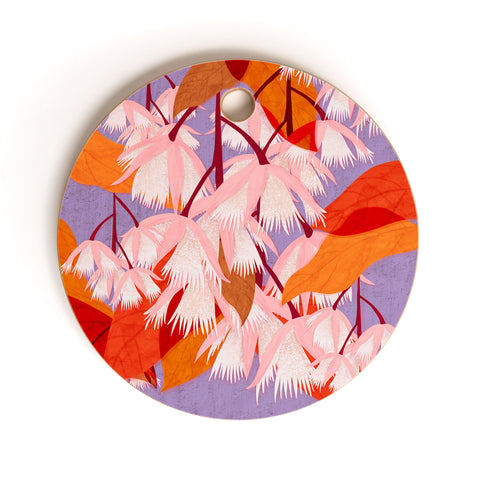 Sewzinski Pink Flowering Tree Cutting Board Round