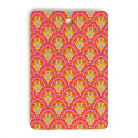 Sewzinski Pink Scallop Floral Pattern Cutting Board Rectangle