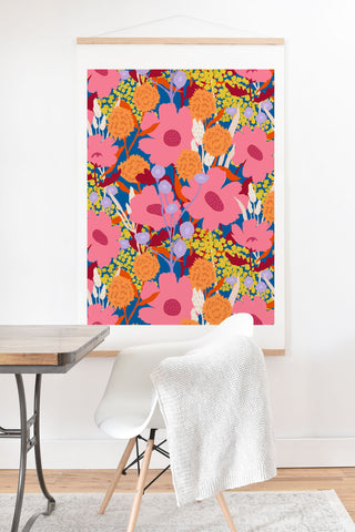 Sewzinski Pink Wildflowers Art Print And Hanger
