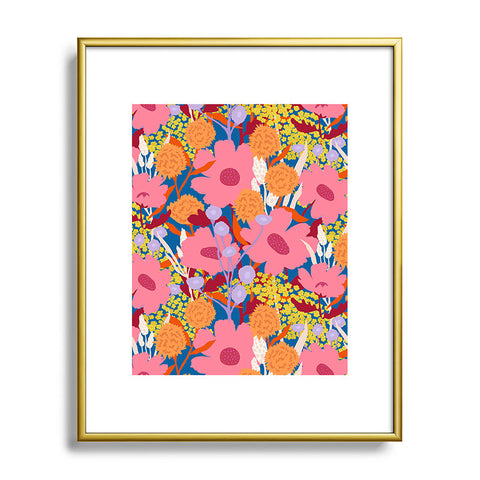 Sewzinski Pink Wildflowers Metal Framed Art Print