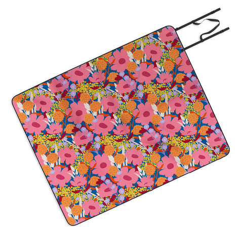 Sewzinski Pink Wildflowers Picnic Blanket