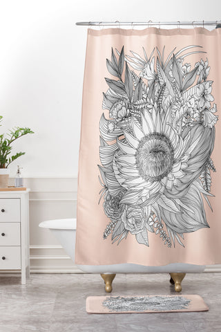 Sewzinski Protea Bouquet Shower Curtain And Mat